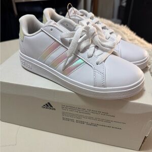 Adidas Grand Court White Sneakers with Subtle Iridescent Accents